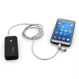 Verbatim USB kabel (2.0), USB A muški - microUSB muški + Apple Lightning muški, 1m, srebrni, kutija, 48869, 2 u 1 - podesivo