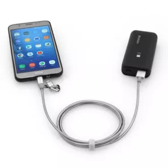 Verbatim USB kabel (2.0), USB A muški - microUSB muški + Apple Lightning muški, 1m, srebrni, kutija, 48869, 2 u 1 - podesivo