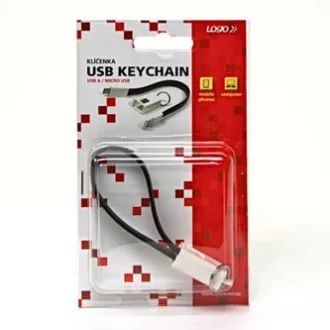 Logo USB kabel (2.0), USB A muški - microUSB muški, 0,2 m, crni, blister, privjesak za ključeve, SUPREME