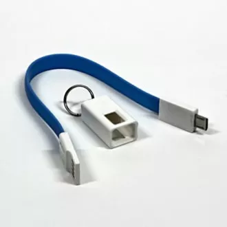 USB kabel (2.0), USB A muški - microUSB muški, 0.2m, plavi, privjesak za ključeve, MALOPRODAJA