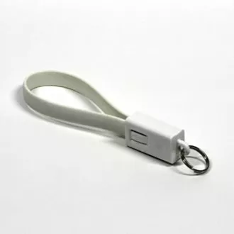 USB kabel (2.0), USB A muški - microUSB muški, 0.2m, bijeli, privjesak za ključeve, MALOPRODAJA