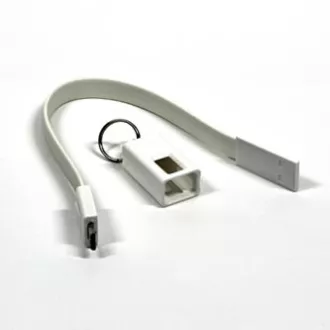 USB kabel (2.0), USB A muški - microUSB muški, 0.2m, bijeli, privjesak za ključeve, MALOPRODAJA