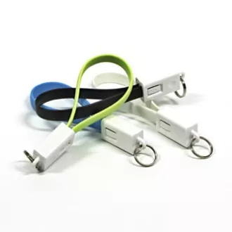 USB kabel (2.0), USB A muški - microUSB muški, 0.2m, bijeli, privjesak za ključeve, MALOPRODAJA
