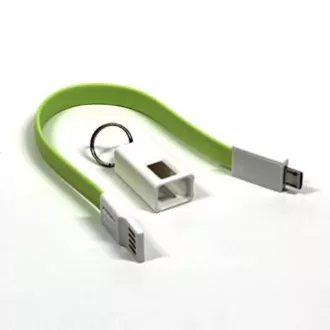 Logo USB kabel (2.0), USB A muški - microUSB muški, 0,2 m, svijetlo zeleni, blister, privjesak za ključeve