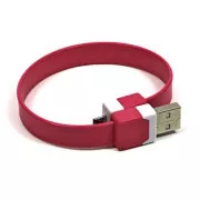 Logo USB kabel (2.0), USB A muški - microUSB muški, 0,25 m, ružičasti, blister, narukvica, PRETPRODAJA
