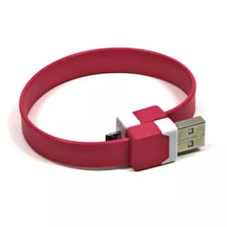 Logo USB kabel (2.0), USB A muški - microUSB muški, 0,25 m, ružičasti, blister, narukvica, PRETPRODAJA