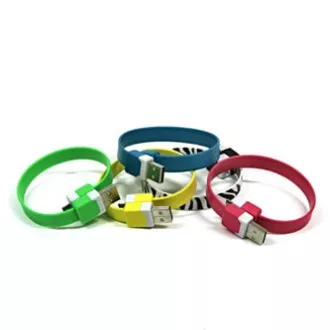 Logo USB kabel (2.0), USB A muški - microUSB muški, 0,25 m, ružičasti, blister, narukvica, PRETPRODAJA