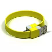 USB kabel (2.0), USB A muški - microUSB muški, 0,25m, žuti, narukvica, PRETPRODAJA