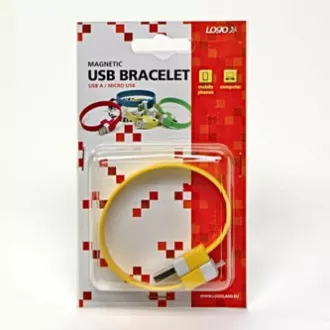 Logo USB kabel (2.0), USB A muški - microUSB muški, 0,25 m, žuti, blister, narukvica, PRETPRODAJA