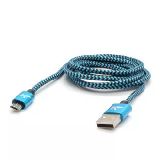 Logo USB kabel (2.0), USB A muški - microUSB muški, 1m, 480 Mb/s, 5V/2A, plavi, kutija, najlonski oplet, aluminijski poklopac konektora Logo USB kabel (2.0), USB A muški - microUSB muški, 1m, 480 Mb/s, 5V/2A, plavi, kutija, najlonski oplet, aluminijski poklopac konektora