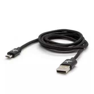 Logo USB kabel (2.0), USB A muški - microUSB muški, 2m, 480 Mb/s, 5V/1A, crni, kutija, najlonski oplet, aluminijski poklopac konektora