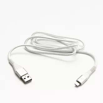 Logo USB kabel (2.0), USB A muški - Apple Lightning muški, 1m, MFi certifikat, 5V/2.4A, bijeli, kutija, najlonsko oplet, aluminij