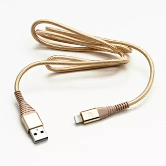 Logo USB kabel (2.0), USB A muški - Apple Lightning muški, 1m, MFi certifikat, 5V/2.4A, zlatni, kutija, najlonsko oplet, aluminij