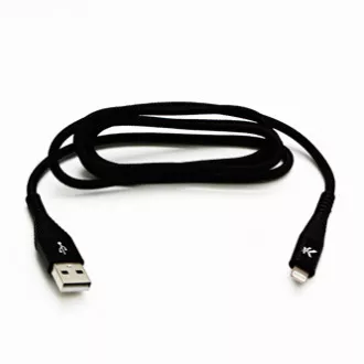 Logo USB kabel (2.0), USB A muški - Apple Lightning muški, 2m, MFi certifikat, 5V/2.4A, crni, kutija, najlonsko oplet, aluminij