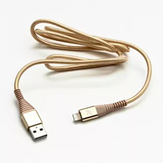 Logo USB kabel (2.0), USB A muški - Apple Lightning muški, 2m, MFi certifikat, 5V/2.4A, zlatni, kutija, najlonsko oplet, aluminij