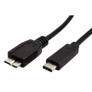 USB kabel (3.0), USB C muški - USB micro B muški, 0,5 m, okrugli, crni, plastična vrećica
