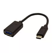 USB redukcija (3.0), USB C muški - USB A ženski, 0.15m, okrugli, crni, plastična vrećica, OTG kabel
