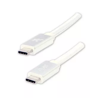 Logo USB kabel (3.2 gen 1), USB C muški - USB C muški, 1m, 5 Gb/s, 5V/3A, bijeli, kutija, najlonska pletenica, aluminijski poklopac konektora