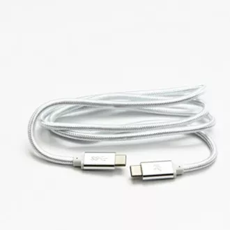 Logo USB kabel (3.2 gen 1), USB C muški - USB C muški, 1m, 5 Gb/s, 5V/3A, bijeli, kutija, najlonska pletenica, aluminijski poklopac konektora