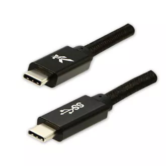 Logo USB kabel (3.2 gen 1), USB C muški - USB C muški, 2m, 5 Gb/s, 5V/3A, crni, kutija, najlonska pletenica, konektor s aluminijskim poklopcem
