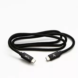 Logo USB kabel (3.2 gen 1), USB C muški - USB C muški, 2m, 5 Gb/s, 5V/3A, crni, kutija, najlonska pletenica, konektor s aluminijskim poklopcem