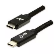 Logo USB kabel (3.2 gen 2), USB C muški - USB C muški, 1 m, isporuka snage 100 W, 10 Gb/s, 20 V/5 A, crni, kutija, najlonsko oplet,