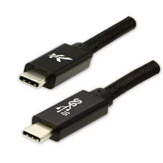 Logo USB kabel (3.2 gen 2), USB C muški - USB C muški, 1 m, isporuka snage 100 W, 10 Gb/s, 20 V/5 A, crni, kutija, najlonsko oplet,