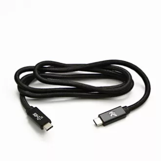 Logo USB kabel (3.2 gen 2), USB C muški - USB C muški, 1 m, isporuka snage 100 W, 10 Gb/s, 20 V/5 A, crni, kutija, najlonsko oplet,