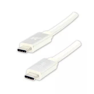 Logo USB kabel (3.2 gen 2), USB C muški - USB C muški, 1m, isporuka snage 100W, 10 Gb/s, 20V/5A, bijeli, kutija, najlonska pletenica, h