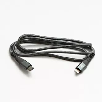 Logo USB kabel (2.0), USB C muški - Apple Lightning muški, 1 m, MFi certifikat, 5V/3A, srebrni, kutija, najlonska pletenica, glina