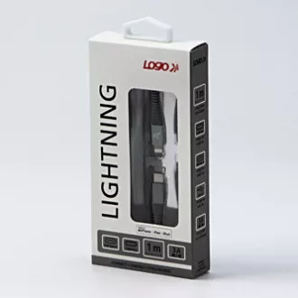 Logo USB kabel (2.0), USB C muški - Apple Lightning muški, 1 m, MFi certifikat, 5V/3A, srebrni, kutija, najlonska pletenica, glina
