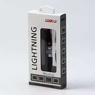 Logo USB kabel (2.0), USB C muški - Apple Lightning muški, 1m, MFi certifikat, 5V/3A, crni, kutija, najlonsko oplet, aluminij