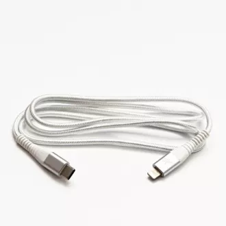 Logo USB kabel (2.0), USB C muški - Apple Lightning muški, 1m, MFi certifikat, 5V/3A, bijeli, kutija, najlonsko oplet, aluminij