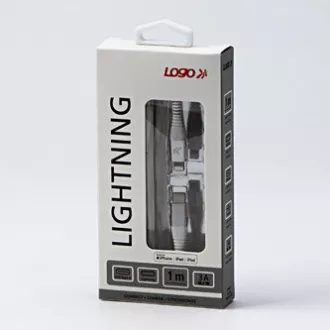 Logo USB kabel (2.0), USB C muški - Apple Lightning muški, 1m, MFi certifikat, 5V/3A, bijeli, kutija, najlonsko oplet, aluminij