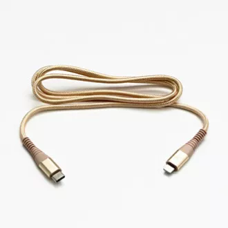 Logo USB kabel (2.0), USB C muški - Apple Lightning muški, 1m, MFi certifikat, 5V/3A, zlatna, kutija, najlonsko oplet, aluminij