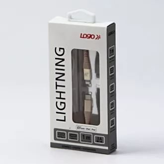 Logo USB kabel (2.0), USB C muški - Apple Lightning muški, 1m, MFi certifikat, 5V/3A, zlatna, kutija, najlonsko oplet, aluminij