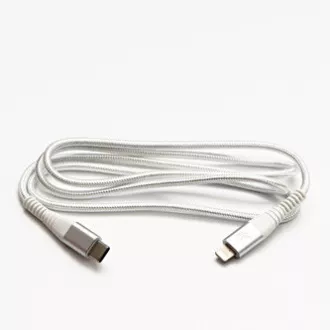 Logo USB kabel (2.0), USB C muški - Apple Lightning muški, 2m, MFi certifikat, 5V/3A, bijeli, kutija, najlonsko oplet, aluminij