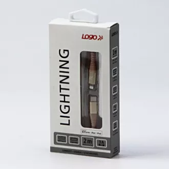 Logo USB kabel (2.0), USB C muški - Apple Lightning muški, 2 m, MFi certifikat, 5V/3A, zlatna, kutija, najlonska pletenica, aluminij