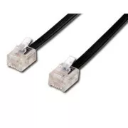 Telefonski kabel 4 žile, RJ11 muški - RJ11 muški, 6 m, crni, za ADSL modem, ekonomičan