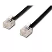 Telefonski kabel 4 žile, RJ11 muški - RJ11 muški, 10 m, crni, za ADSL modem, ekonomičan