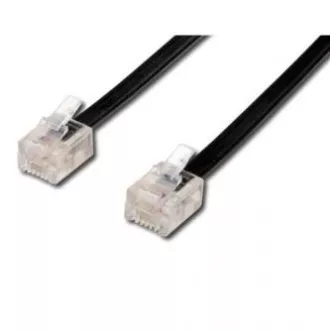 Telefonski kabel 4 žile, RJ11 muški - RJ11 muški, 10 m, crni, za ADSL modem, ekonomičan