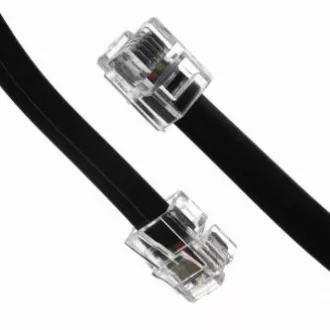Telefonski kabel 4 žile, RJ11 muški - RJ11 muški, 10 m, crni, za ADSL modem, ekonomičan