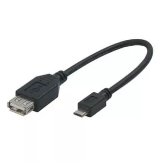 USB kabel (2.0), microUSB muški - USB A ženski, 0,2 m, OTG, crni, RASPRODAJA
