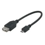 USB kabel s logom (2.0), microUSB muški - USB A ženski, 0,2 m, OTG, crni, NA AKCIJI