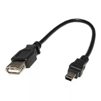 USB kabel (2.0), miniUSB muški - USB A ženski, 0.2m, crni USB kabel (2.0), miniUSB muški - USB A ženski, 0.2m, crni