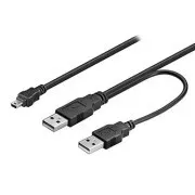 Logo USB kabel (2.0), 2x USB A muški - miniUSB muški, 0,6 m, crni, blister, MALOPRODAJA