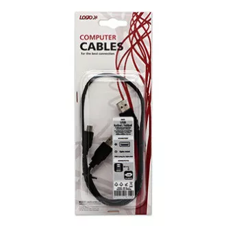 Logo USB kabel (2.0), 2x USB A muški - miniUSB muški, 0,6 m, crni, blister, MALOPRODAJA