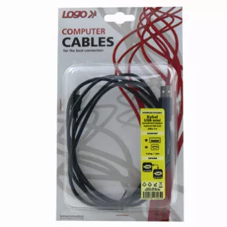 Logo USB kabel (2.0), USB A muški - miniUSB muški, 1,8 m, crni, blister