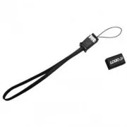 Logo USB kabel (2.0), USB A muški - microUSB muški, 0,3 m, crni, petlja za kameru/MP3 player, DOBRA