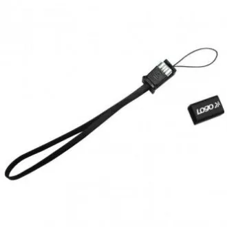 Logo USB kabel (2.0), USB A muški - microUSB muški, 0,3 m, crni, petlja za kameru/MP3 player, DOBRA